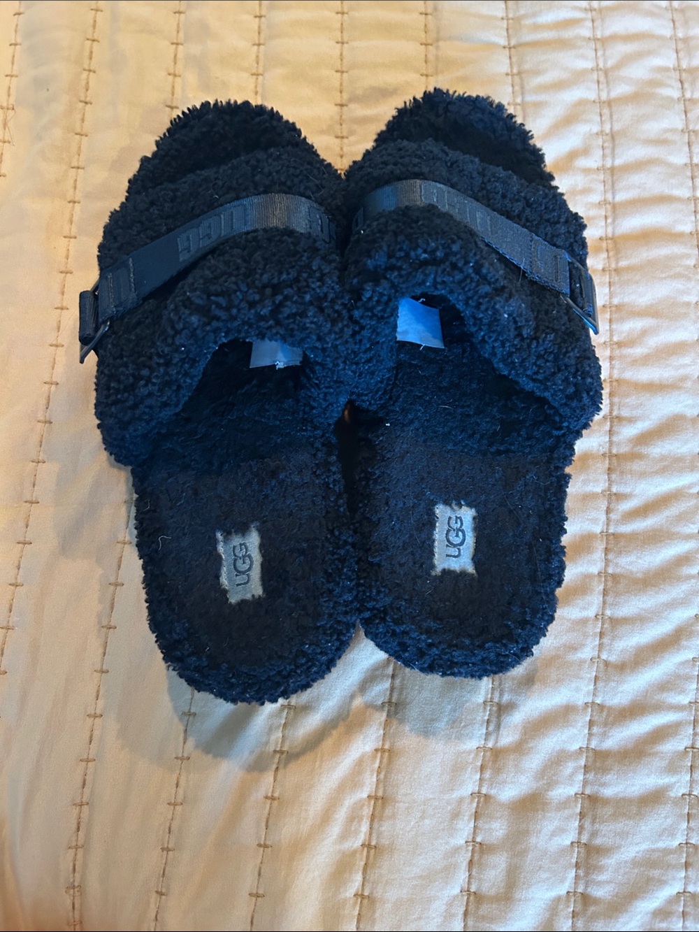 UGG Black Sherpa Slide with Adjustable Strap
